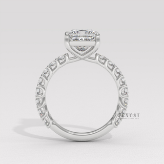 Elegant princess 3/4 pave moissanite ring design