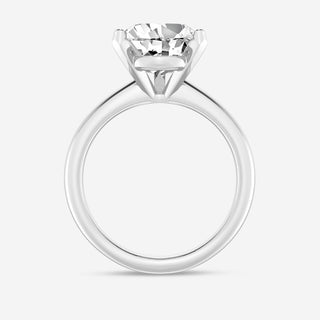 Delicate 1.0ct pear solitaire moissanite ring side profile view
