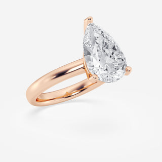 Delicate 1.0ct pear solitaire moissanite ring detail view of the band