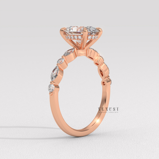 Moissanite rings oval cut with decorative sparkle