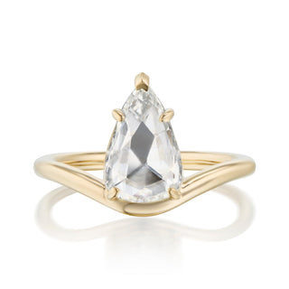 pear moissanite ring curved band front view