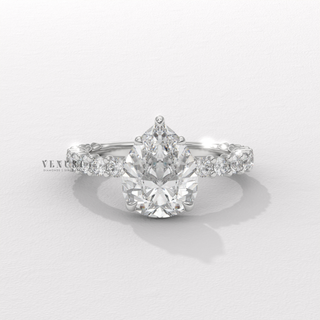 Pear cut moissanite engagement ring side profile