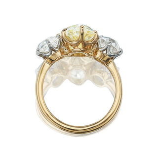 yellow moissanite engagement ring bold hand view