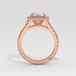Brilliant Halo Pave Pear Cut Moissanite Engagement Ring sparkle close-up