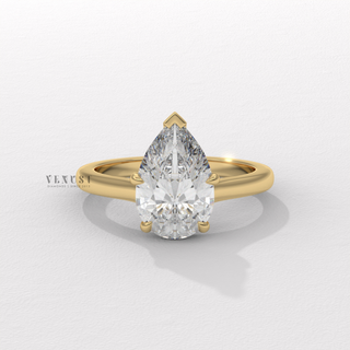 Pear cut moissanite engagement ring side profile  Pear Cathedral detail view 3