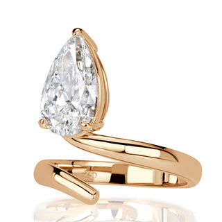 Pear moissanite open solitaire engagement ring side view