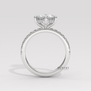 Elegant Pave Pear Cut Moissanite Engagement Ring studio view