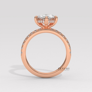 Elegant Pave Pear Cut Moissanite Engagement Ring sparkle close-up