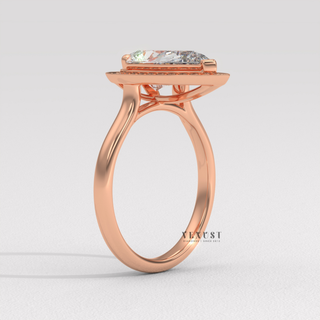Halo Solitaire Pear Cut Moissanite Engagement Ring top view