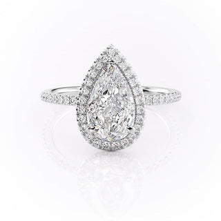 2.0 CT Pear Brilliant Cut Halo Moissanite Engagement Ring sparkle view