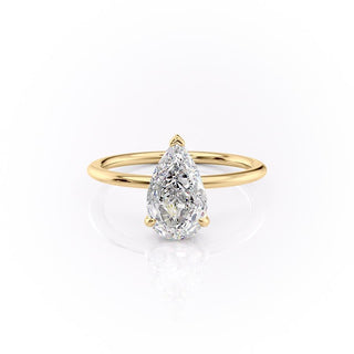 2.0 CT Pear Brilliant Solitaire Moissanite Engagement Ring front view