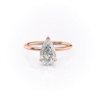 2.0 CT Pear Brilliant Solitaire Moissanite Engagement Ring side view