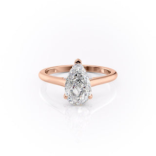 2.0 CT Pear Cut Solitaire Halo Moissanite Engagement Ring side view