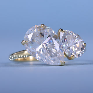 2.0CT Pear Cut Two Moissanite Diamond Toi Et Moi Engagement Ring