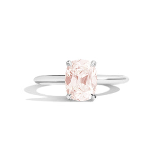 cushion cut moissanite ring pink solitaire band