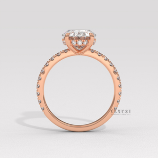 Elegant oval hidden halo moissanite ring view