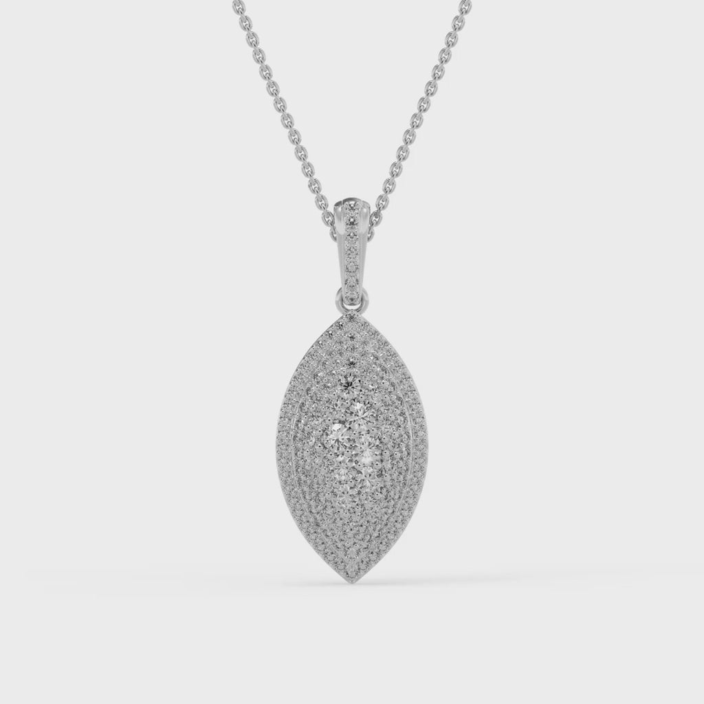 1.15CT Round Cut Diamond Moissanite Leaf Necklace In White Gold