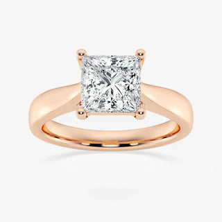 Stunning 1.0ct princess solitaire moissanite ring three quarter angled view