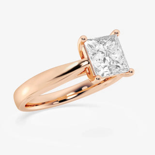 Stunning 1.0ct princess solitaire moissanite ring detail view of the band
