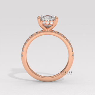 Bold Pave Princess Cut Moissanite Engagement Ring studio view