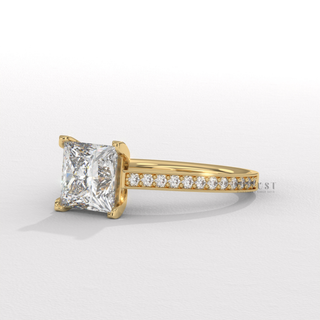 Princess cut moissanite diamond ring side profile