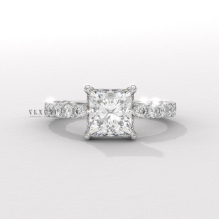 Princess cut moissanite engagement ring side profile