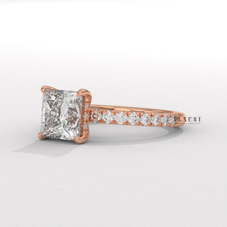 Bold Pave Princess Cut Moissanite Engagement Ring overhead view