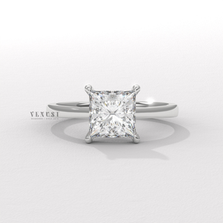 Princess cut moissanite ring with cathedral setting