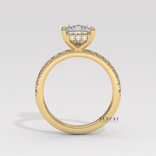 Bold Pave Princess Cut Moissanite Engagement Ring sparkle close-up