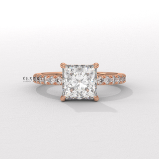 Bold Pave Princess Cut Moissanite Engagement Ring profile view