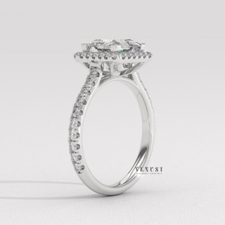 Sparkling Pave Princess Cut Moissanite Engagement Ring setting detail