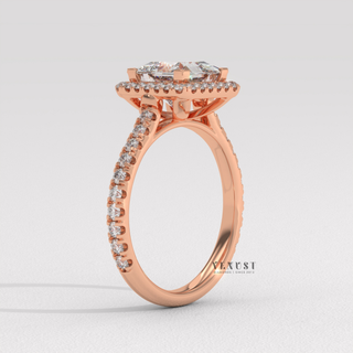 Sparkling Pave Princess Cut Moissanite Engagement Ring three quarter view
