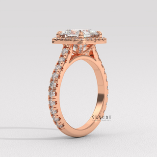 Elegant Pave Princess Cut Moissanite Engagement Ring sparkle close-up