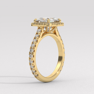 Elegant Pave Princess Cut Moissanite Engagement Ring top view