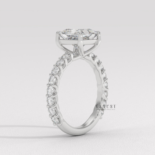 Rose gold princess cut moissanite ring top view