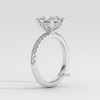 Bold Pave Princess Cut Moissanite Engagement Ring top view