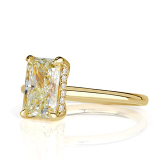 Yellow radiant solitaire moissanite engagement ring side view