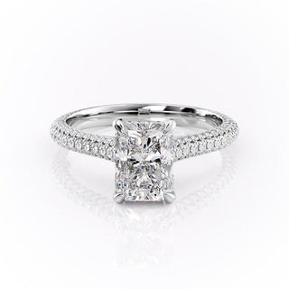 2.1 CT Radiant Cut Three Side Pave Moissanite Engagement Ring