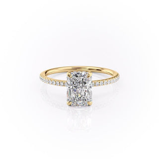 2.0 CT Radiant Brilliant Pave Moissanite Engagement Ring front view