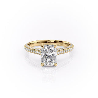 2.1 CT Radiant Cut Three Side Pave Moissanite Engagement Ring