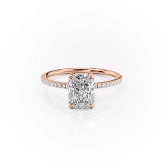 2.0 CT Radiant Brilliant Pave Moissanite Engagement Ring full view
