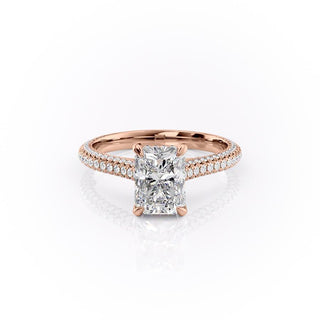 2.1 CT Radiant Cut Three Side Pave Moissanite Engagement Ring