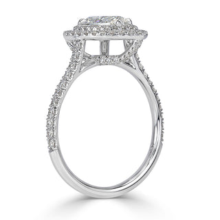 Pear double halo moissanite ring stone detail view