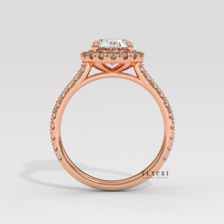 Sparkling Halo Pave Oval Cut Moissanite Engagement Ring sparkle close-up