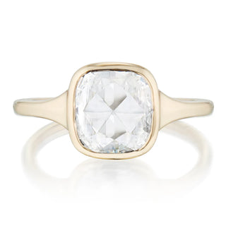 cushion cut moissanite ring rose center close view