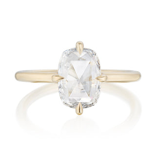 rose cut moissanite ring cushion solitaire front view