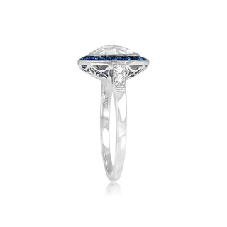 halo moissanite ring round rose center detail