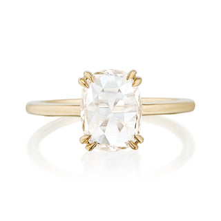 cushion cut moissanite engagement ring elongated center view