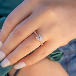 1.50 CT Round Cut Solitaire Halo Moissanite Engagement Ring angle view