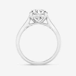 Round Cut Moissanite Diamond Trellis Solitaire Engagement